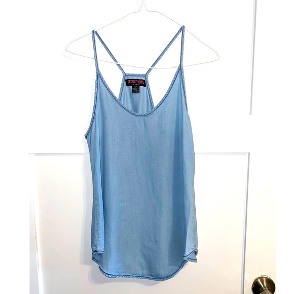 100% Tencel Blue Tank Shirt XS - Picture 1 of 6